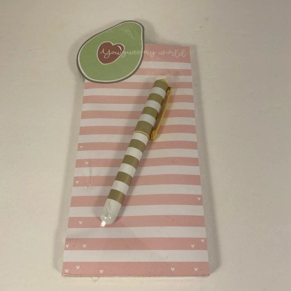 Lady Jayne Ltd Avocado & Striped Notepad & Pen Set - Picture 5 of 5